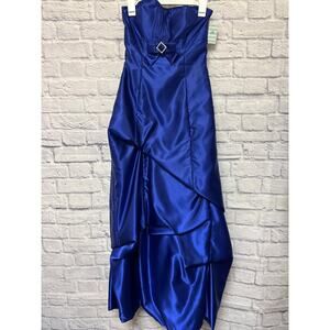 Jessica McClintock Gunne Sax Royal Blue Strapless Long Formal Prom Dress 5